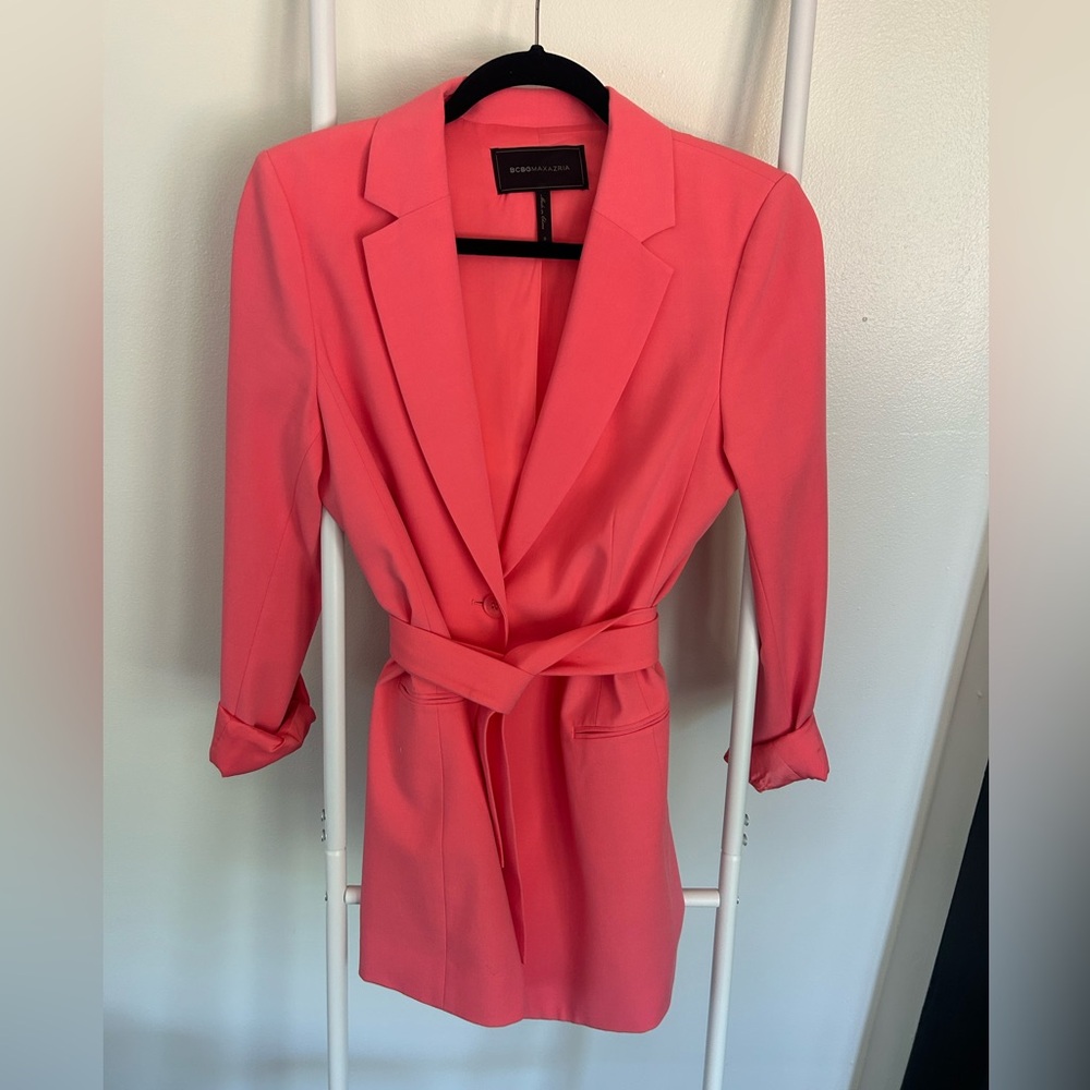 BCBG MAXAZRIA Vibrant Pink Belted Blazer